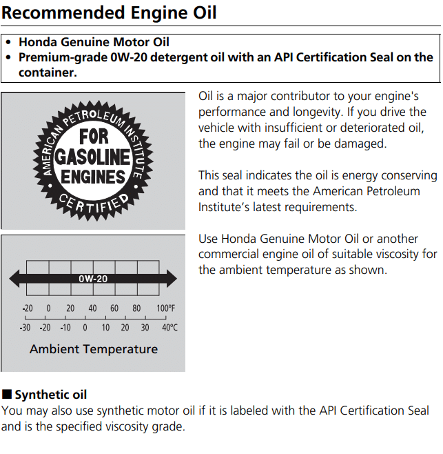 recommended engine oil